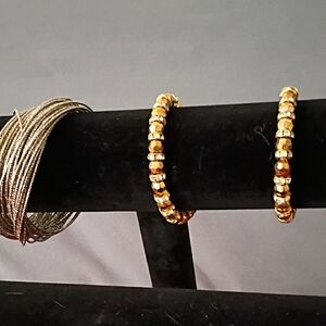 Elegant Gold and Silver Beaded Bracelets